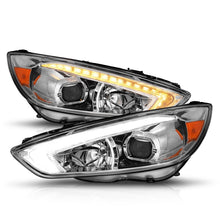 Load image into Gallery viewer, ANZO 15-18 Ford Focus Projector Headlights - w/ Light Bar Switchback Chrome Housing