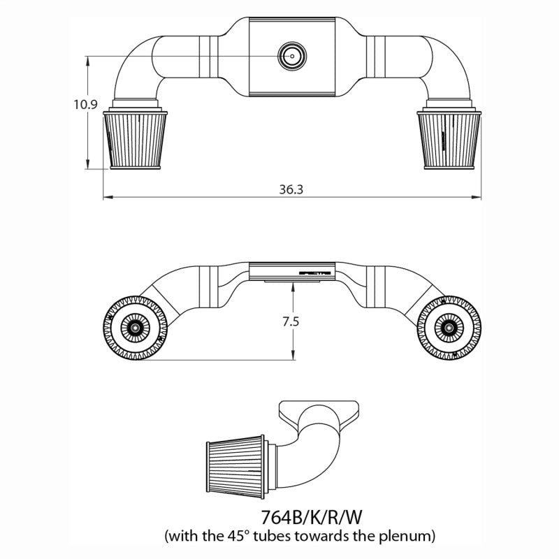 Spectre Plenum Kit - Ultra Low Dual 45/90 Degree Tubes