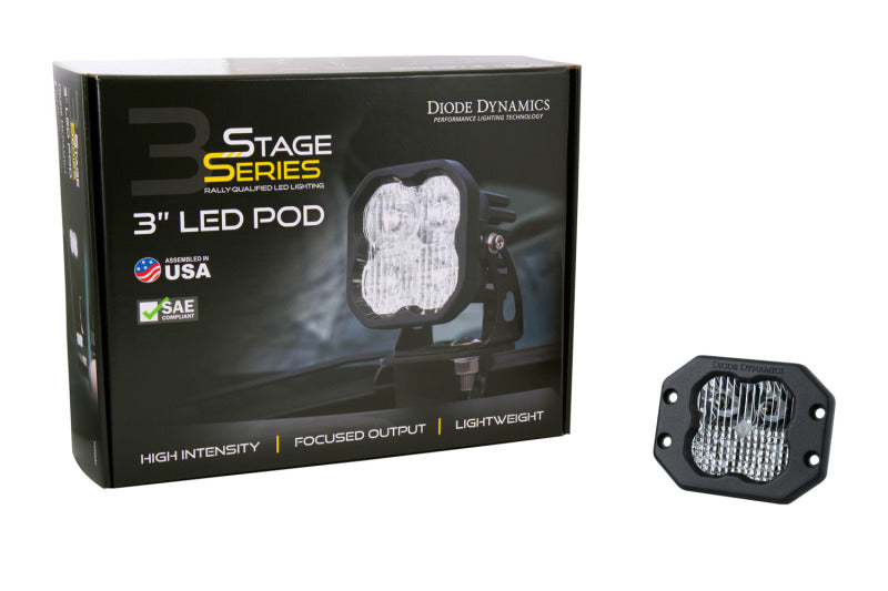 Diode Dynamics SS3 LED Pod Pro - White SAE Driving Flush (Single)