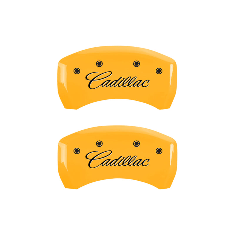 MGP 4 Caliper Covers Engraved Front Cursive/Cadillac Engraved Rear CTS4 Black finish silver ch