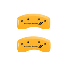 Load image into Gallery viewer, MGP 4 Caliper Covers Engraved Front &amp; Rear With stripes/Avenger Yellow finish black ch