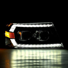 Load image into Gallery viewer, AlphaRex 04-08 Ford F-150 (No 2004 Heritage) LUXX-Series LED Proj HL Alpha-Blk w/Actv Lgt / Seq. Sig
