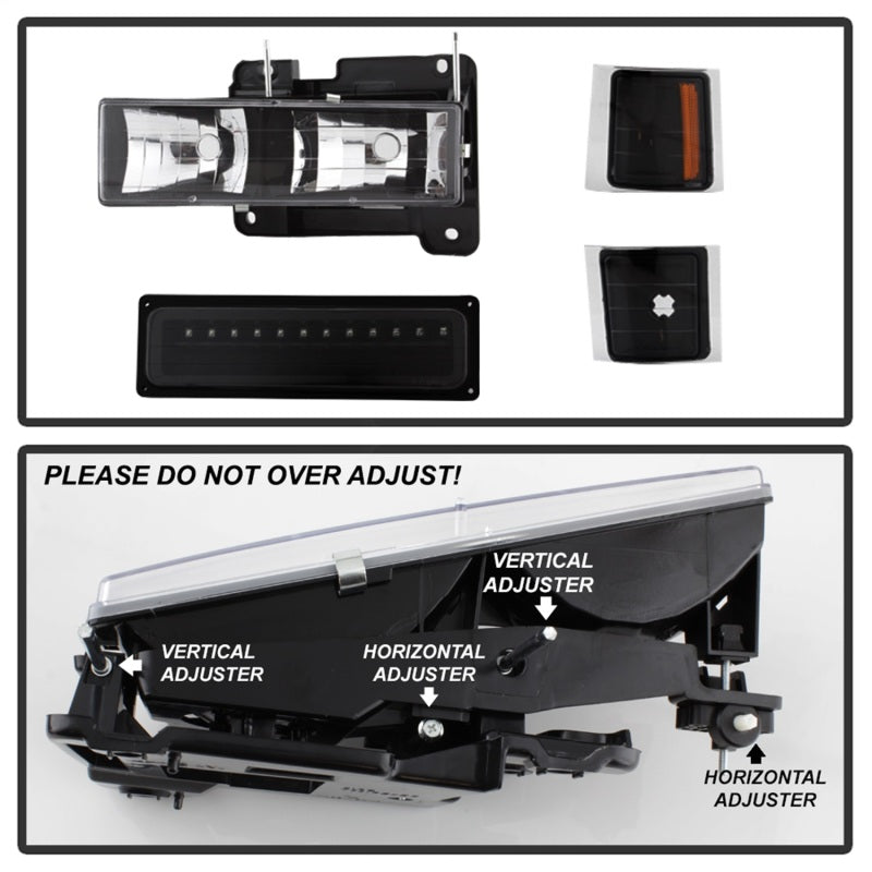 xTune 92-94 Blazer Full Size Corner/LED Bumper Headlights Black HD-JH-CCK88-LED-AM-BK-SET