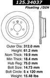 Stoptech 95-99 BMW M3 / 98-02 BMW Z3 Right Rear High Carbon CRYO STOP Rotor