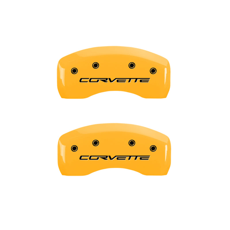 MGP 4 Caliper Covers Engraved Front & Rear C6/Corvette Yellow finish black ch