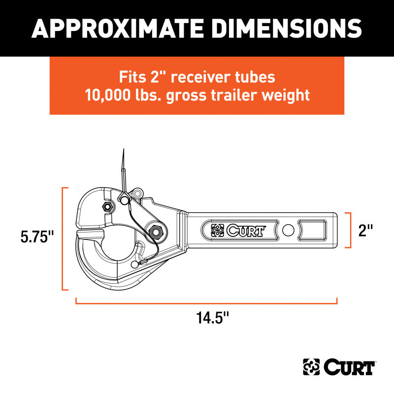 Curt Receiver-Mount Pintle Hook (2in Shank 10000lbs 2-1/2in Lunette Eyes)