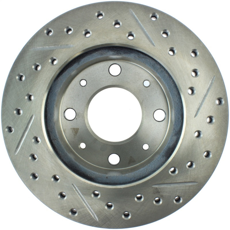 StopTech 90-91 Honda CRX HF 1.5L / 00-06 Honda Insight MIT/CVT Slotted & Drilled Right Front Rotor