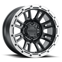 Load image into Gallery viewer, Raceline 956BS Compass 17x9in / 6x135 BP / -12mm Offset / 87.1mm Bore - Black &amp; Silver Lip Wheel