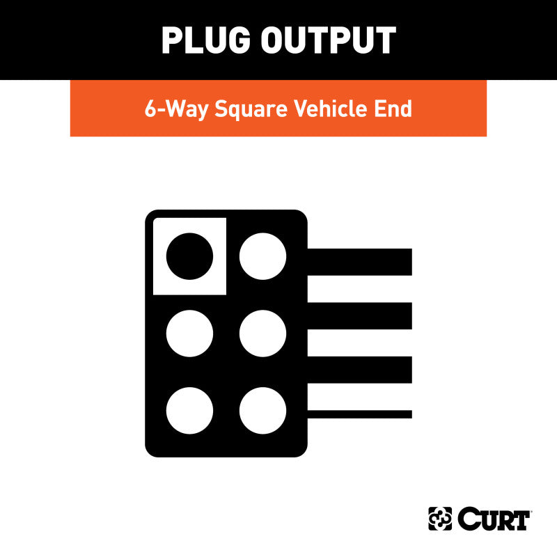 Curt 6-Way Square Connector Socket w/12in Wires (Vehicle Side Packaged)