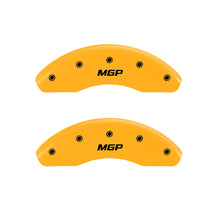 Load image into Gallery viewer, MGP 4 Caliper Covers Engraved Front &amp; Rear MGP Yellow Finish Black Char 2001 Ford Mustang