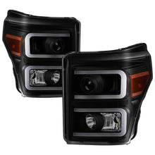 Load image into Gallery viewer, xTune Ford Super Duty 11-16 Projector Headlights Light Bar DRL Black Smoked PRO-JH-FS11-LBBRL-BSM