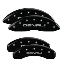 Load image into Gallery viewer, MGP 4 Caliper Covers Engraved Front &amp; Rear Denali Black finish silver ch