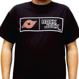 RockJock T-Shirt w/ Rectangle Logo Black Youth Medium Print on the Front