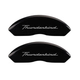 MGP 4 Caliper Covers Engrvd Front No bolts/Tbird Engrvd Rear/Tbird Emblem Blk fnsh slvr ch