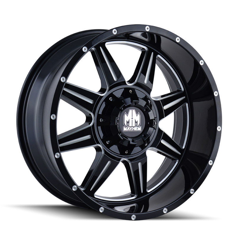 Mayhem 8100 Monstir 20x9 / 6x135 BP / 0mm Offset / 106mm Hub Black w/ Milled Spokes Wheel