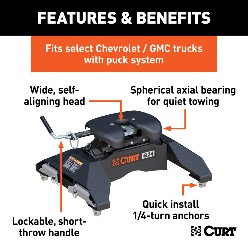 Curt Q24 5th Wheel Hitch w/GM Puck System Legs