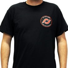 Load image into Gallery viewer, RockJock T-Shirt w/ Patch Logo on Front and Large Logo on Back Black Large