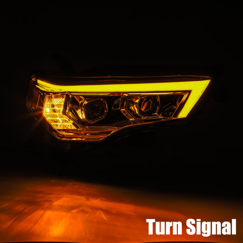 AlphaRex 14-20 Toyota 4Runner PRO-Series Projector Headlights Plank Style Alpha Black w/Seq Signal