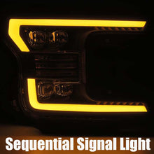 Load image into Gallery viewer, AlphaRex 18-19 Ford F-150 NOVA LED Proj Headlights Plank Style Matte Black w/Activ Light/Seq Signal