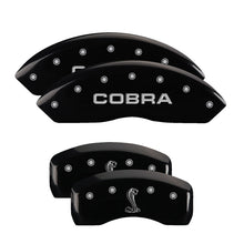 Load image into Gallery viewer, MGP 4 Caliper Covers Engraved Front Cobra Engraved Rear Snake Black finish silver ch