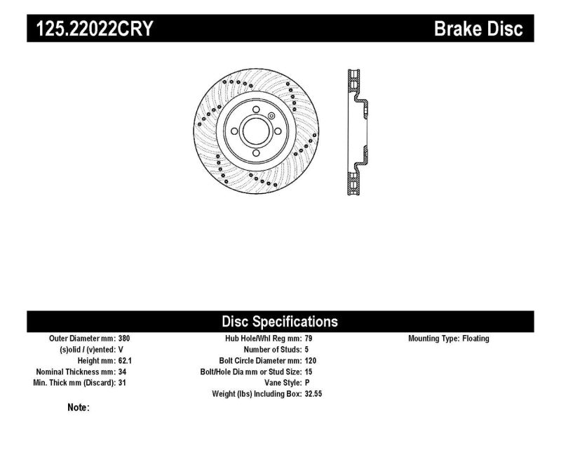 StopTech 13-17 Land Rover Range Rover Premium High Carbon Brake Rotor - Front