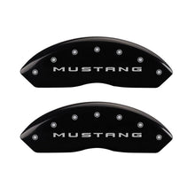 Load image into Gallery viewer, MGP 4 Caliper Covers Engraved Front 2015/Mustang Engraved Rear 2015/Bar &amp; Pony Black finish slvr ch