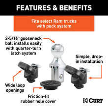 Load image into Gallery viewer, Curt OEM Puck System 2-5/16in Gooseneck Ball &amp; Safety Chain Anchor Kit for Ram