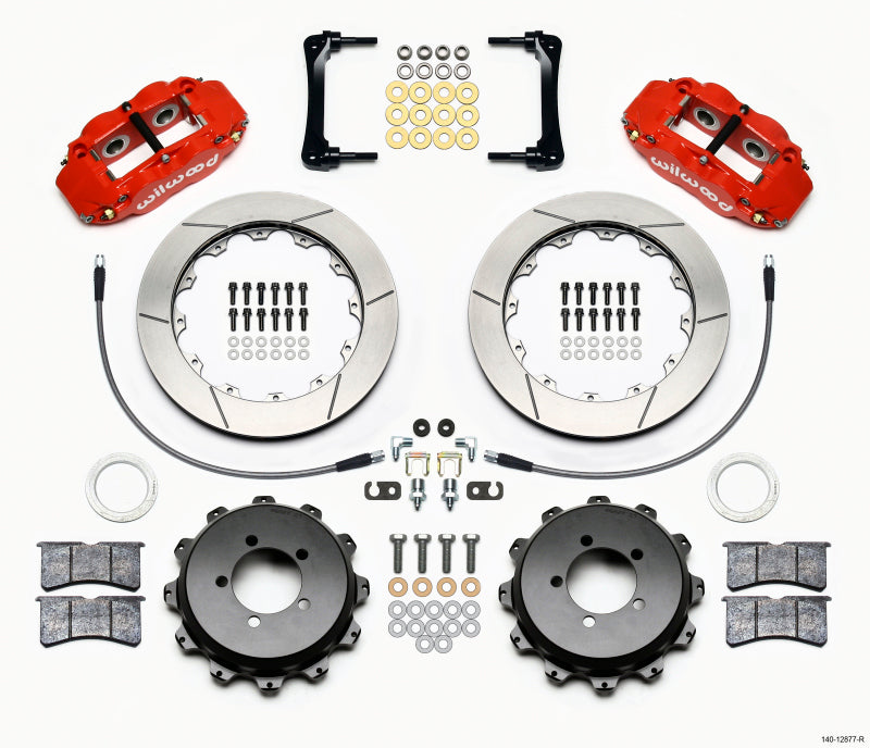 Wilwood Narrow Superlite 4R Rear Kit 12.88in Red 2008-2012 Subaru WRX w/Lines