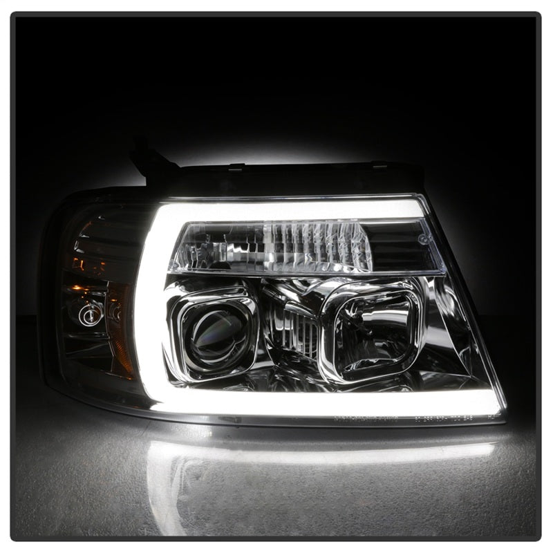 Spyder 04-08 Ford F-150 Light Bar Projector Headlights - Chrome (PRO-YD-FF15004V2-LB-C)