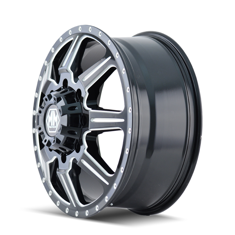 Mayhem 8101 Monstir 19.5x6.75/8x165.1 BP/102mm Offset/116.7mm Hub Front Black w/ Milled Spokes Wheel