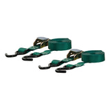 Curt 15ft Dark Green Cargo Straps w/S-Hooks (300lbs 2-Pack)