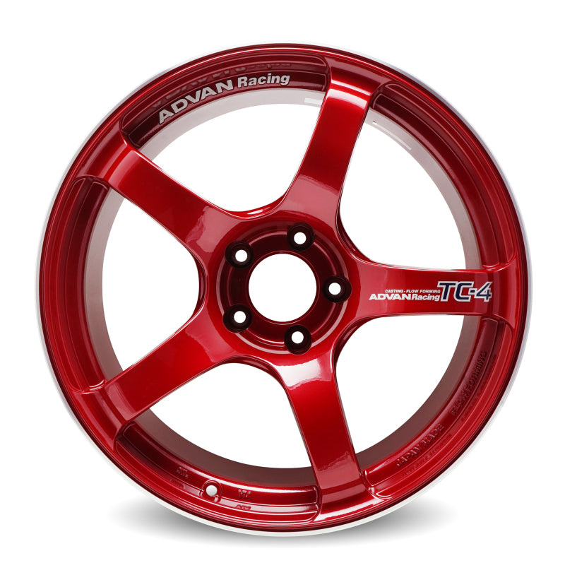 Advan TC4 18x8 +47 5-100 Racing Candy Red & Ring Wheel