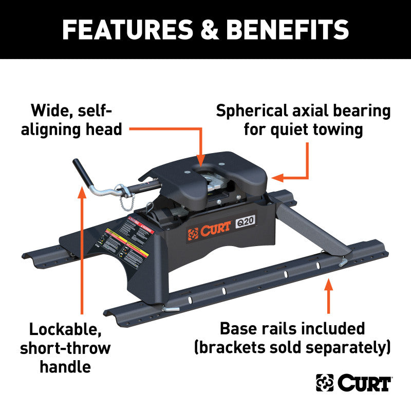 Curt Q20 5th Wheel Hitch w/Rails