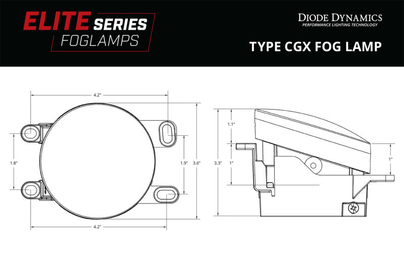 Diode Dynamics Elite Series Type CGX Fog Lamps - Yellow (Pair)
