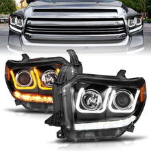 Load image into Gallery viewer, ANZO 14-18 Toyota Tundra w/ LED DRL Projector Headlights w/ U-Bar Switchback Black w/ DRL