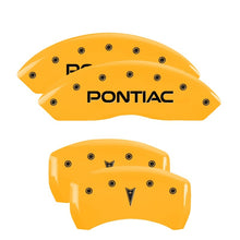 Load image into Gallery viewer, MGP 4 Caliper Covers Engraved Front &amp; Rear MGP Yellow Finish Black Char 2002 Pontiac Grand Prix