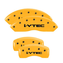 Load image into Gallery viewer, MGP 4 Caliper Covers Engraved Front &amp; Rear i-Vtec Yellow finish black ch