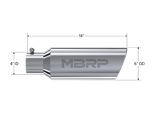 Load image into Gallery viewer, MBRP Universal Tip 6in OD Rolled End 4in Inlet 18in Length T304