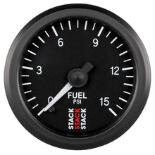 Load image into Gallery viewer, Autometer Stack 52mm 0-15 PSI 1/8in NPTF Male Pro Stepper Motor Fuel Pressure Gauge - Black