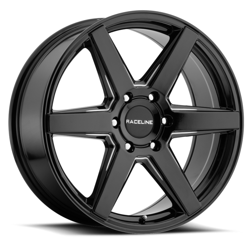 Raceline 156B Surge 20x8.5in / 6x139.7 BP / 35mm Offset / 106.1mm Bore - Black & Milled Wheel