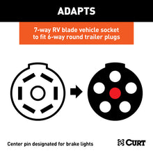 Load image into Gallery viewer, Curt Adapter w/Alarm (7-Way RV Blade to 6-Way Round Trailer Center Pin Brake)