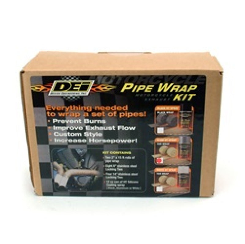 DEI Powersport Motorcycle Exhaust Wrap Kit - Tan Wrap w/Aluminum HT Silicone Coating (Aerosol)