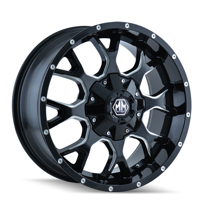 Mayhem 8015 Warrior 18x9 / 8x165.1 BP / -12mm Offset / 130.8mm Hub Black w/ Milled Spokes Wheel