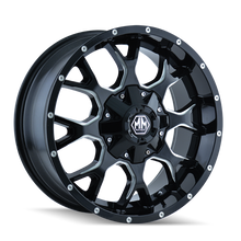 Load image into Gallery viewer, Mayhem 8015 Warrior 18x9 / 8x165.1 BP / -12mm Offset / 130.8mm Hub Black w/ Milled Spokes Wheel