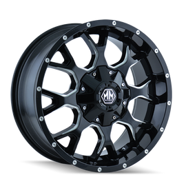 Mayhem 8015 Warrior 20x9 / 5x150 BP / 0mm Offset / 110mm Hub Black w/ Milled Spokes Wheel