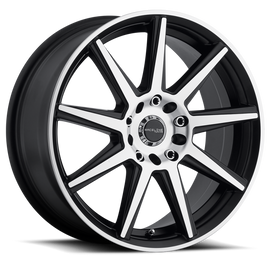 Raceline 144M Storm 17x7.5in / 5x108/5x114.3 BP / 40mm Offset / 72.62mm Bore- Black & Machined Wheel