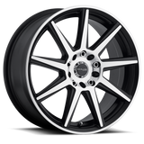 Raceline 144M Storm 17x7.5in / 5x108/5x114.3 BP / 40mm Offset / 72.62mm Bore- Black & Machined Wheel