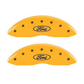 MGP Front set 2 Caliper Covers Engraved Front Oval logo/Ford Yellow finish black ch
