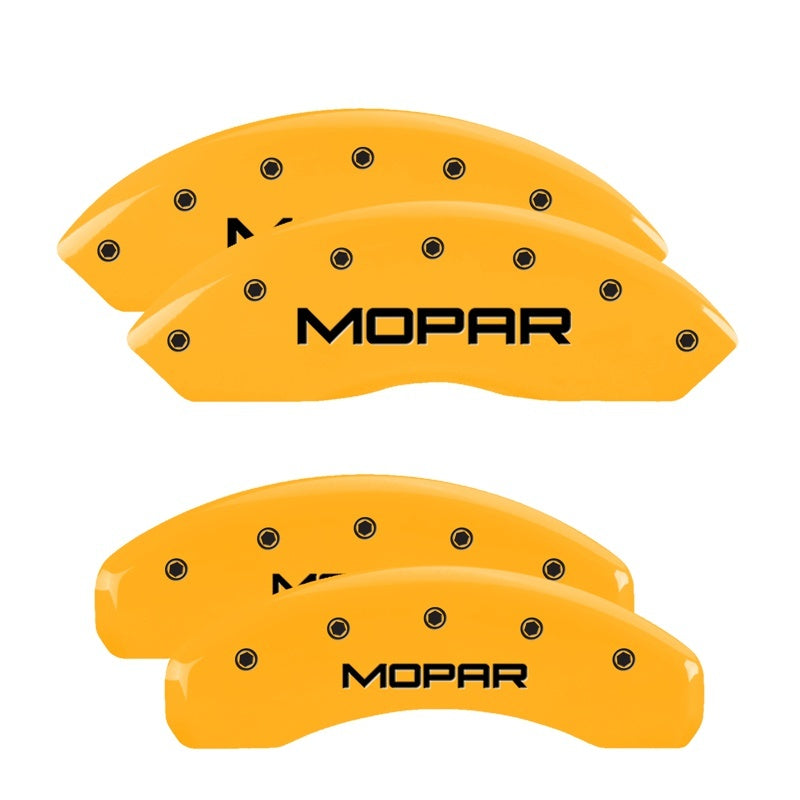 MGP 4 Caliper Covers Engraved Front & Rear Mopar Yellow Finish Black Char 2004 Jeep Wrangler