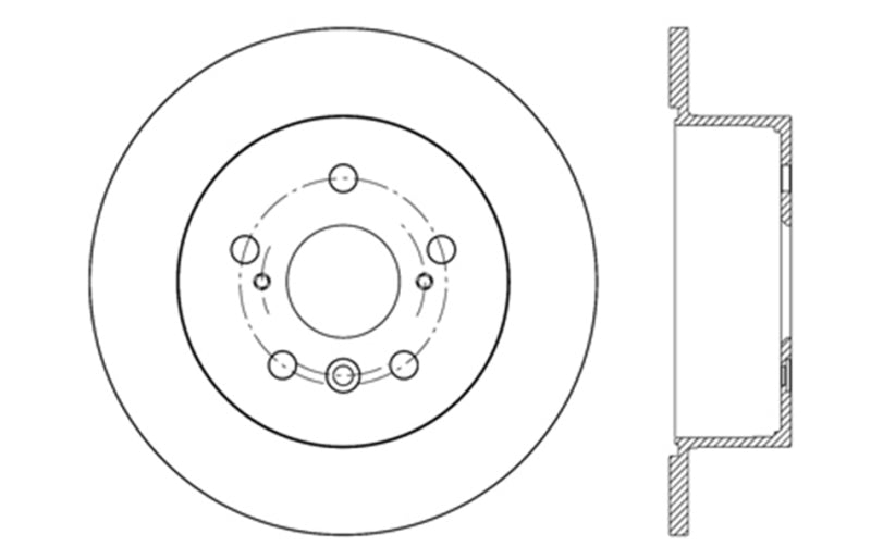 StopTech 12-17 Toyota Camry Sport Drilled Vented 1-Piece Rear Driver Side Brake Rotor
